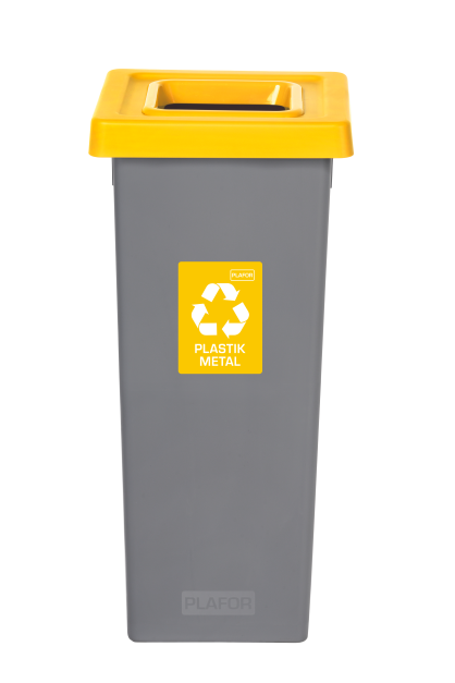 Odpadkový koš na tříděný odpad Fit Bin gray 53 l, žlutý - plast
