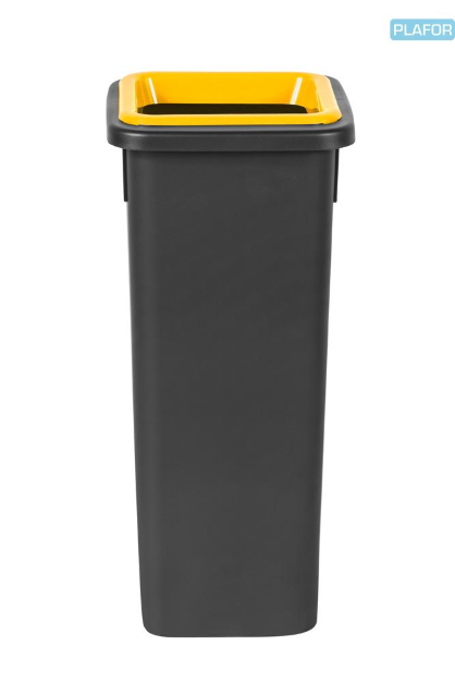 Odpadkový koš na tříděný odpad Fit Bin black 20 l, žlutý - plast
