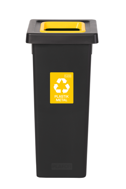 Odpadkový koš na tříděný odpad Fit Bin black 53 l, žlutý - plast