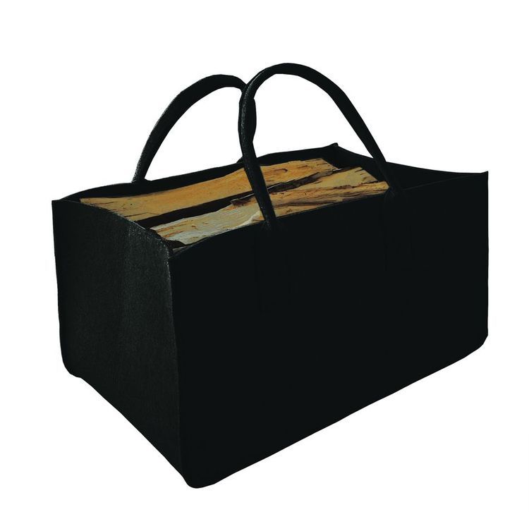 Velká filcová taška na dřevo 27 x 34 x 50 cm - černá