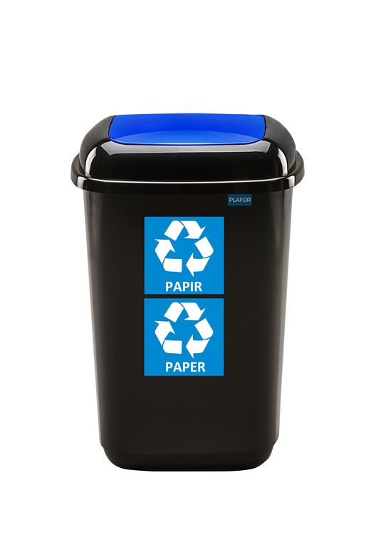 Odpadkový koš na tříděný odpad 28 l s víkem - modrý, papír