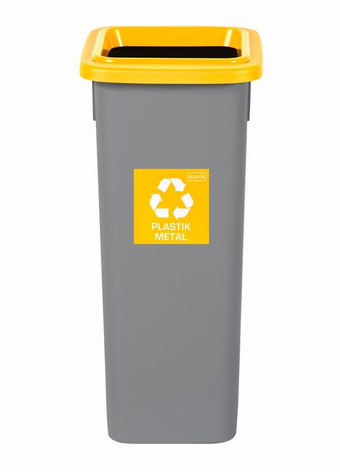 Odpadkový koš na tříděný odpad Fit Bin gray 20 l, žlutý - plast