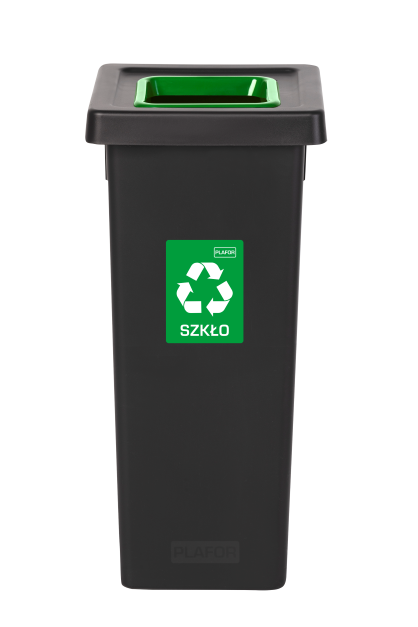 Odpadkový koš na tříděný odpad Fit Bin black 53 l, zelený - sklo