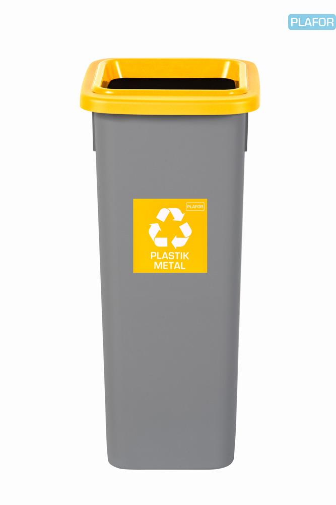 Odpadkový koš na tříděný odpad Fit Bin gray 20 l, žlutý - plast