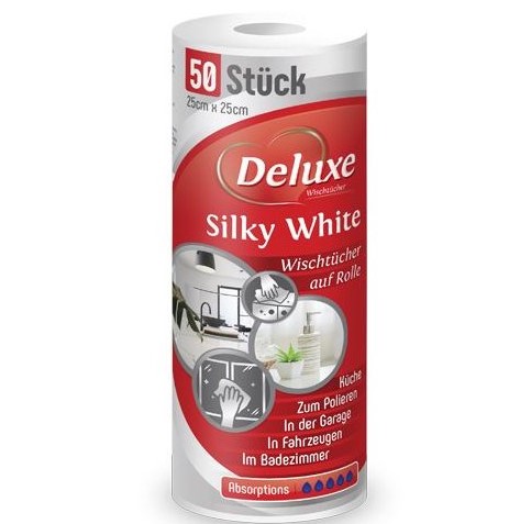 Deluxe Silky White 50 ks - opakovaně použitelné utěrky 25 x 25 cm