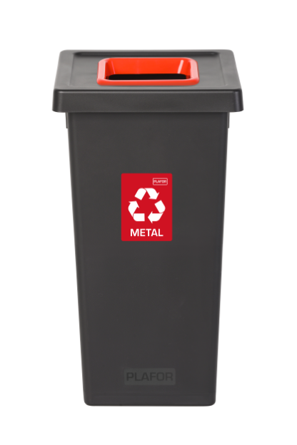Odpadkový koš na tříděný odpad Fit Bin black 75, červený - kov