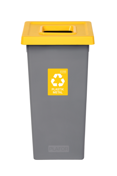 Odpadkový koš na tříděný odpad Fit Bin gray 75 l, žlutý - plast