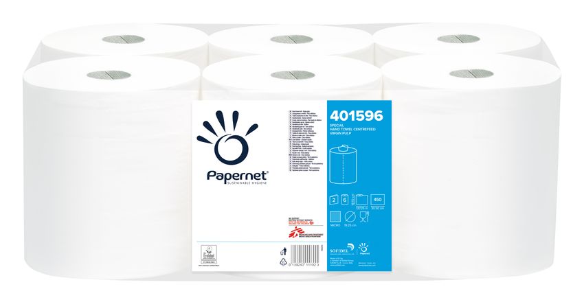 Papernet papírové ručníky v roli centrefeed, 2 vrstvy, celulóza - 6 ks