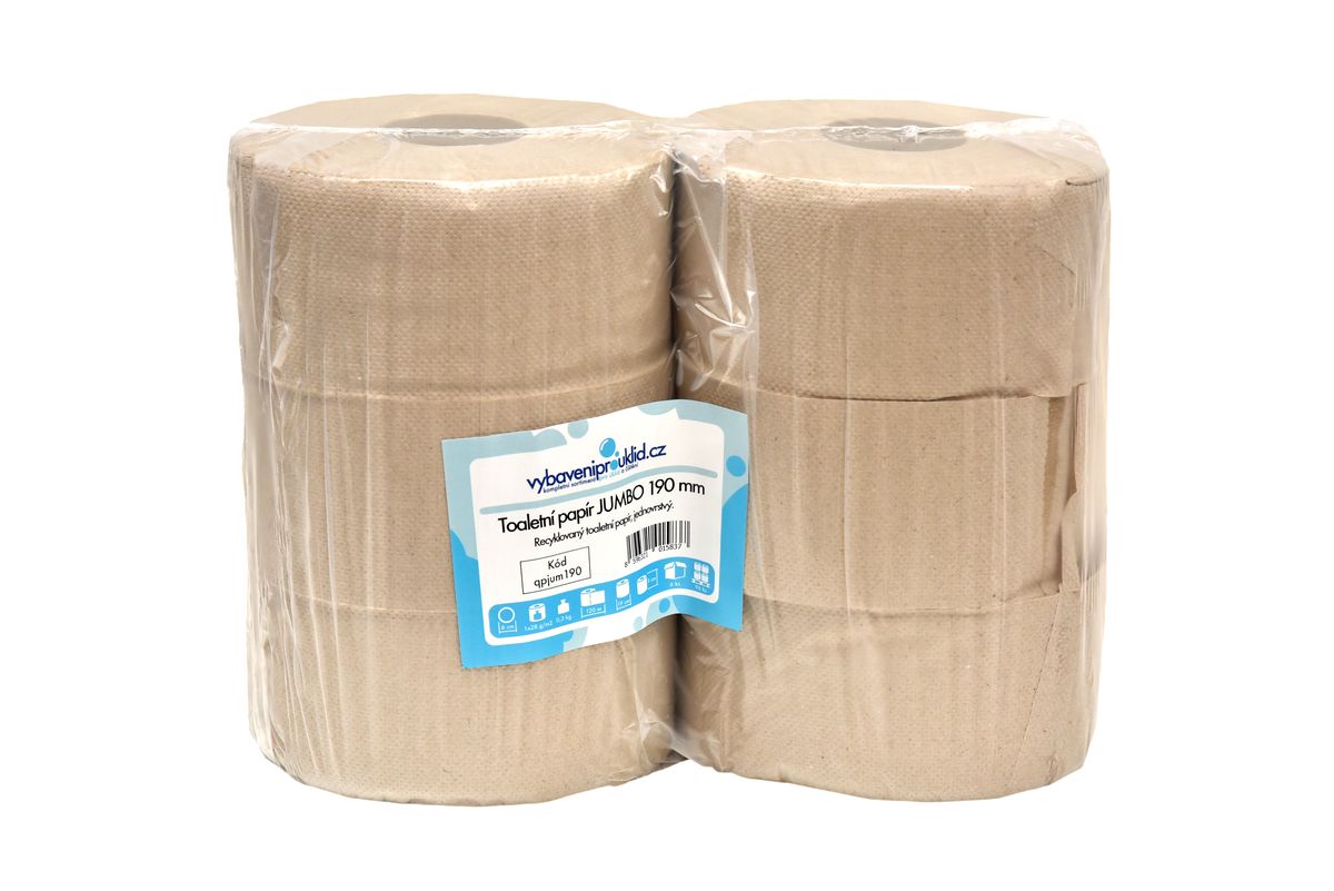 vybaveniprouklid.cz Jumbo toaletní papír 190 mm, 1 vrstva, recykl, návin 120 m - 6 ks