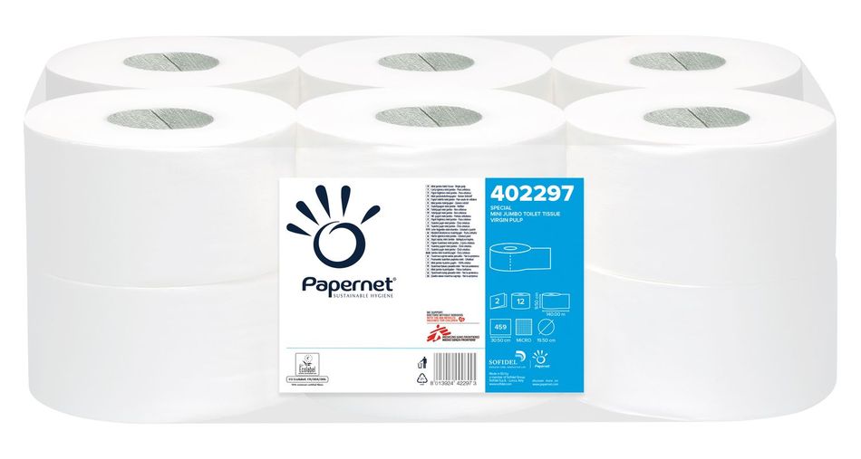 Papernet toaletní papír Mini Jumbo 190 mm, 2 vrstvy, celulóza, návin 140 m - 12 ks
