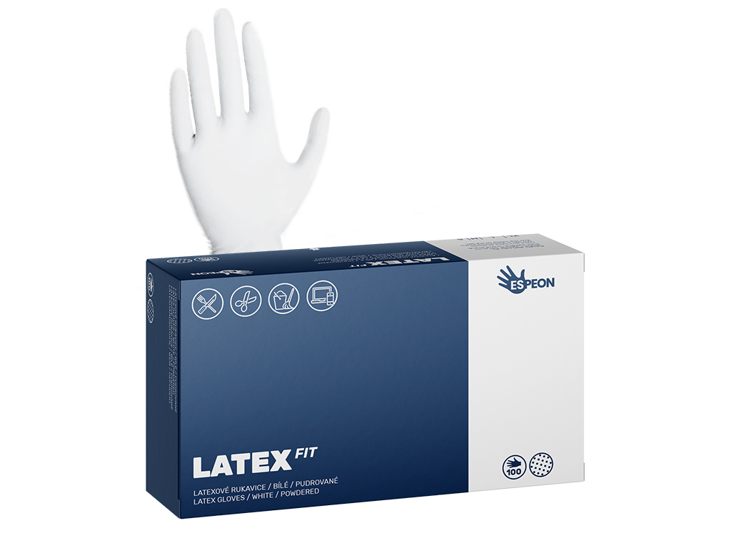 Espeon Latex Fit latexové rukavice nepudrované bílé 100 ks