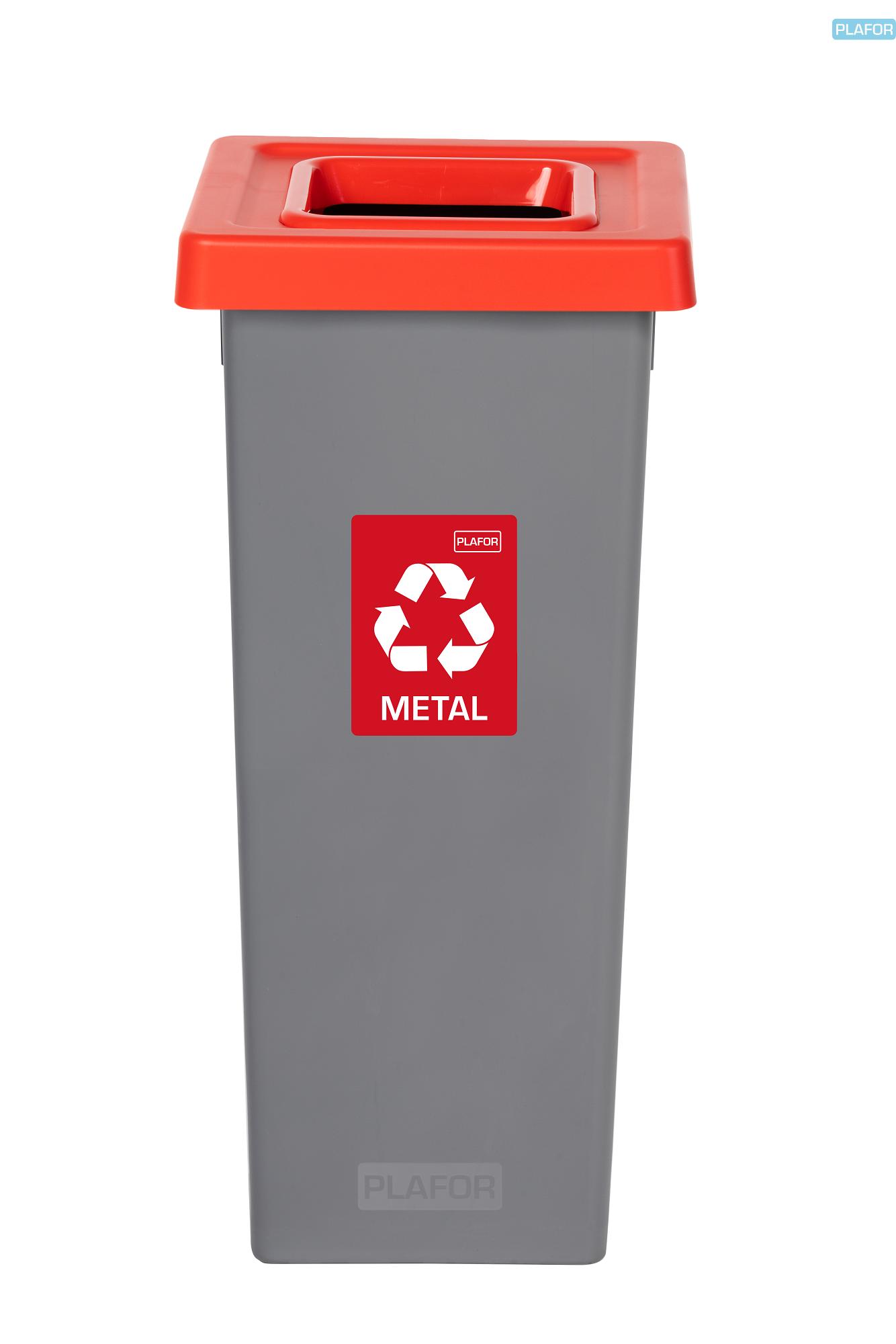 Odpadkový koš na tříděný odpad Fit Bin gray 53 l, červený - kov