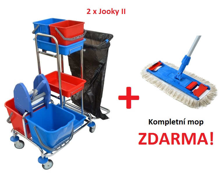 2 x úklidový vozík KOMBI JOOKY II kompletní výbava + kompletní mop ZDARMA!