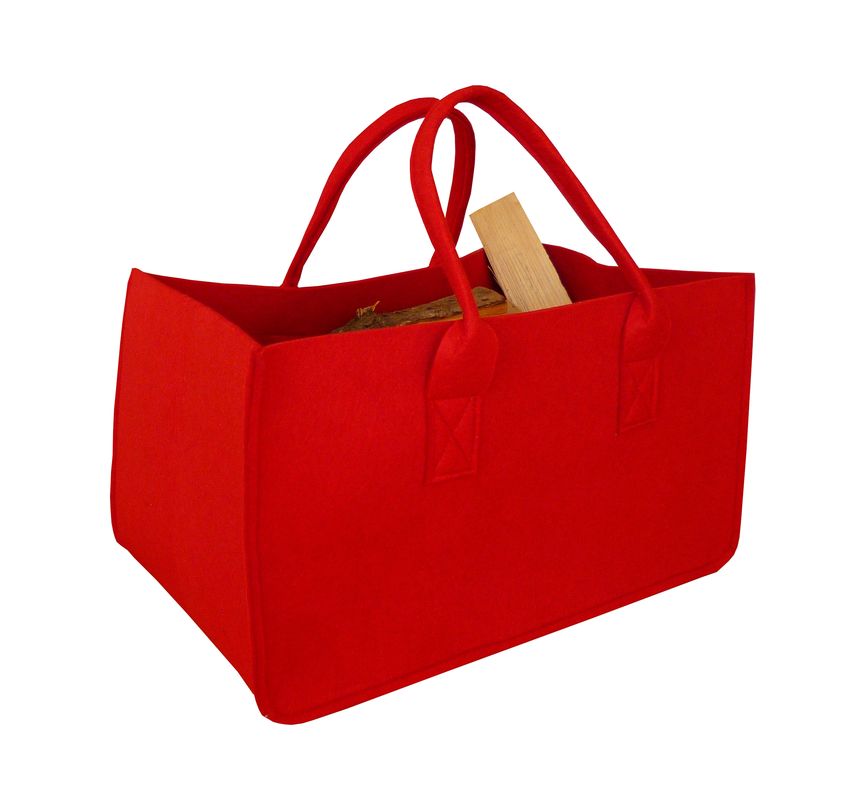 Velká filcová taška na dřevo 27 x 34 x 50 cm - červená