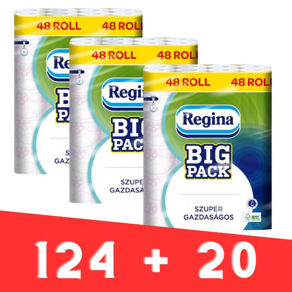 Toaletní papír Big Pack Regina XXL bílý, 2 vrstvy, 100 % celulóza - 124 + 20 ks AKCE