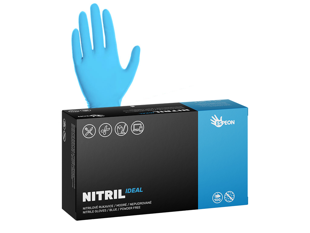 Rukavice jednorázové nitrilové nepudrované IDEAL XL, modré