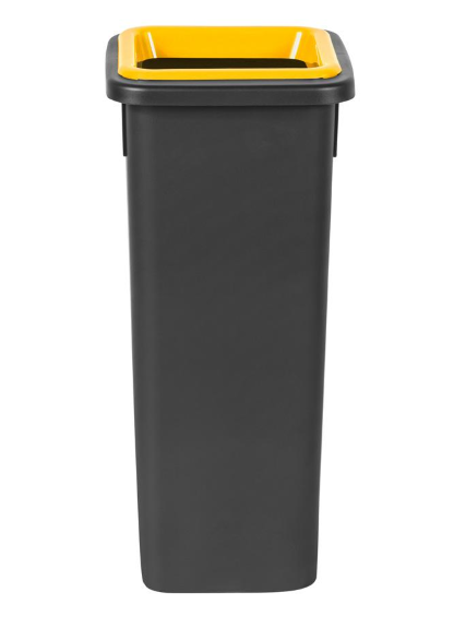 Odpadkový koš na tříděný odpad Fit Bin black 20 l, žlutý - plast