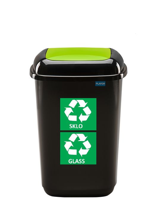 Odpadkový koš na tříděný odpad 28 l s víkem - zelený, sklo