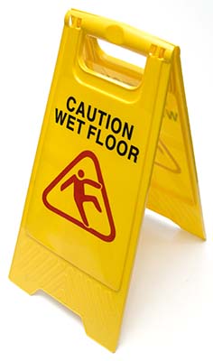 Výstražná cedule Pozor mokrá podlaha - anglická