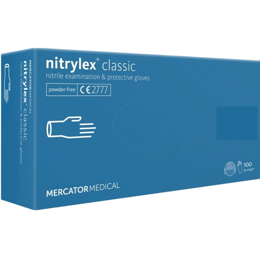 Rukavice jednorázové nitrilové nepudrované Nitrylex classic M, modré 3,5 g