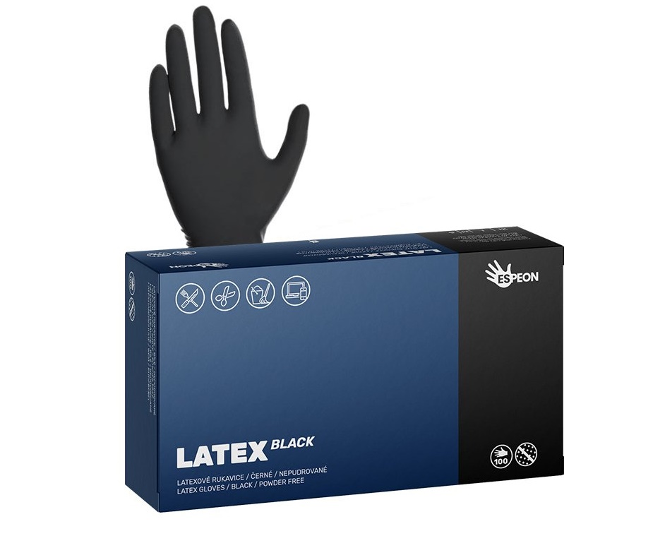 Rukavice jednorázové latexové LATEX BLACK nepudrované S - černé