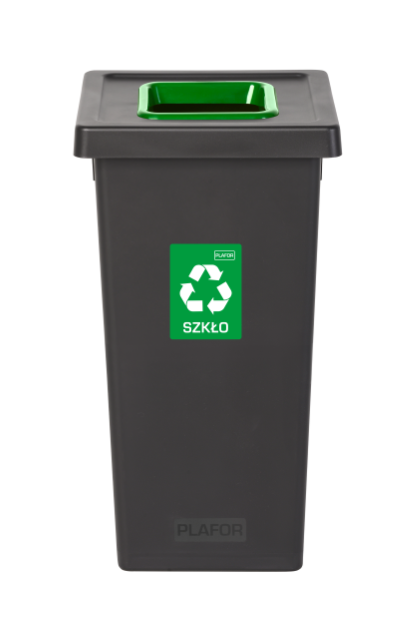 Odpadkový koš na tříděný odpad Fit Bin black 75 l, zelený - sklo