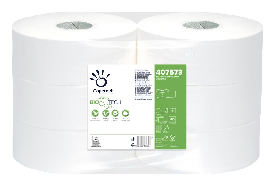 Papernet BioTech toaletní papír Maxi Jumbo 270 mm, 2 vrstvy, celulóza, návin 247 m - 6 ks